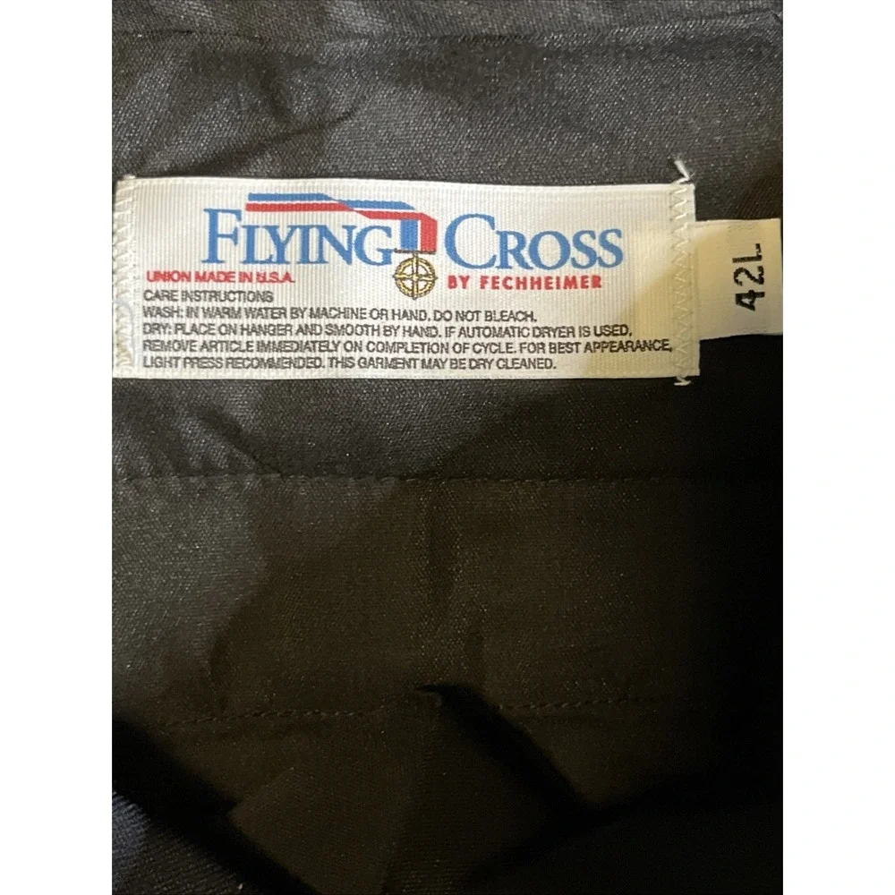 Flying Cross Pants Mens 42L Navy Staight Leg Pockets Wool‎ Blend Dress Attire